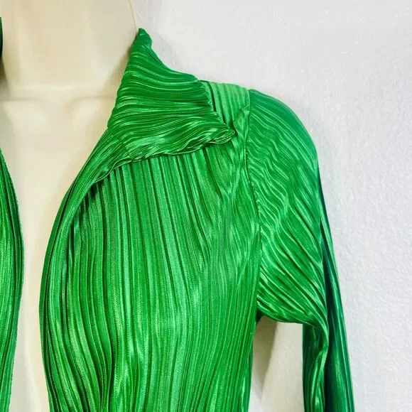 Missguided Womens Plisse Twist Front Plunging Long Sleeve Mini Dress Sz 2 Green - Picture 13 of 13